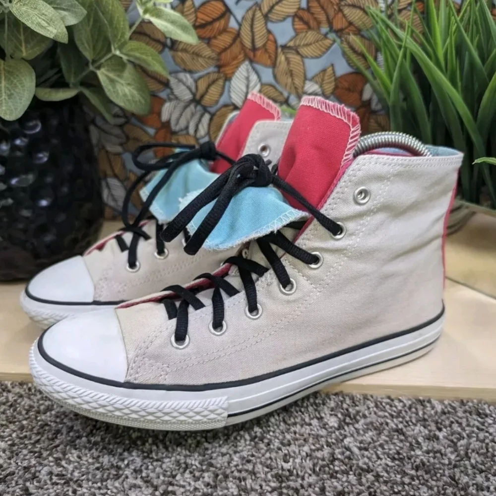 Converse All Star Youth Size 6 Double Tongue High Top Shoes Women's 7.5/8
